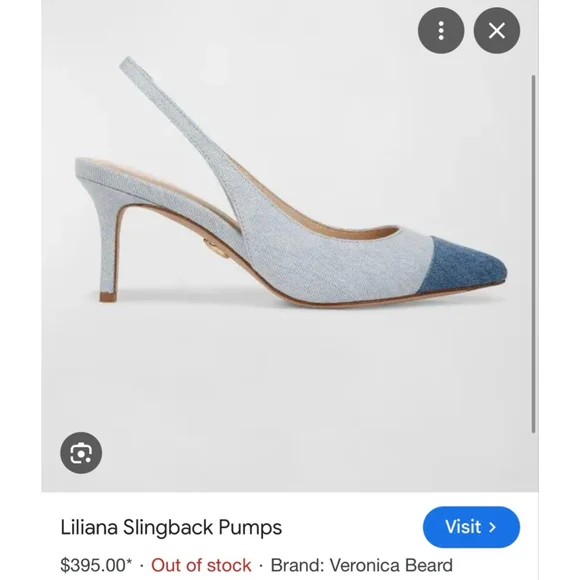 New Veronica Beard Liliana Denim Slingback Pumps Light Blue Blue 39/9 - Picture 8 of 8